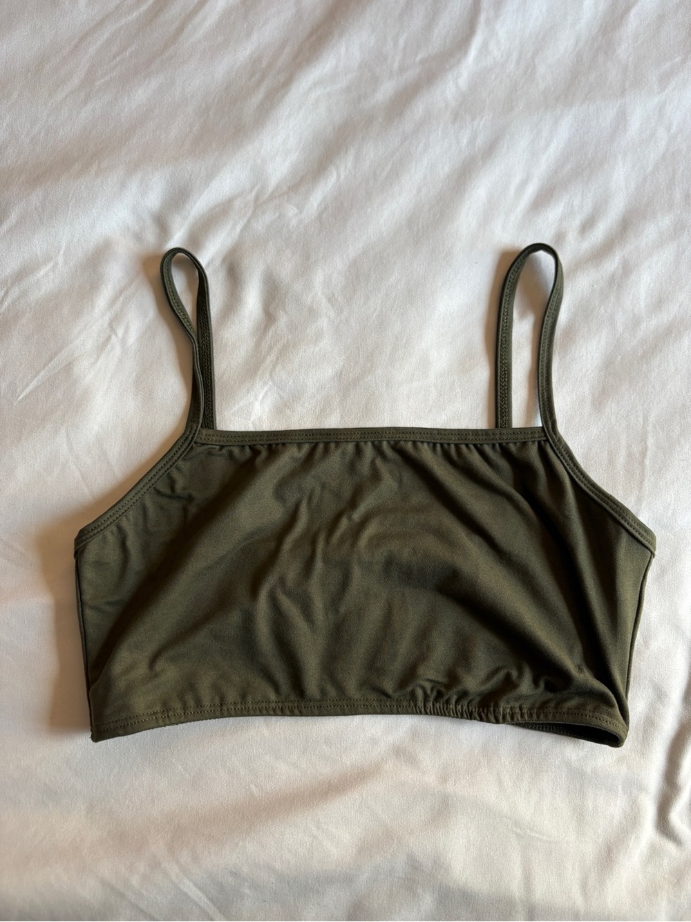 Jova Olive Green Buttery Soft Unlined Bralette Crop Top Basic Layering